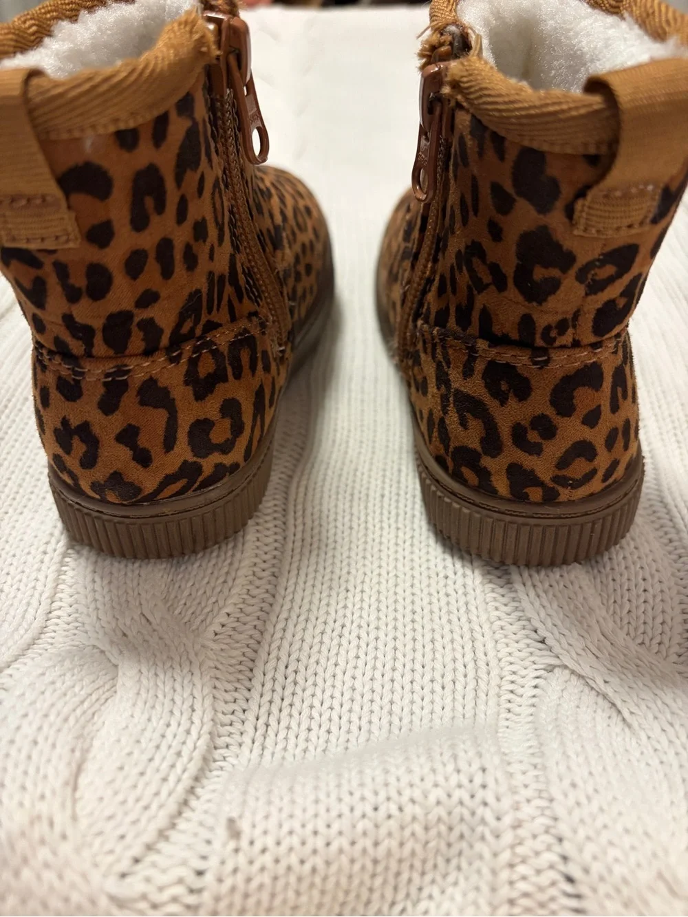 Cat & Jack Toddler Arlo Faux Fur Lined Leopard Print Ankle Boots Size 8